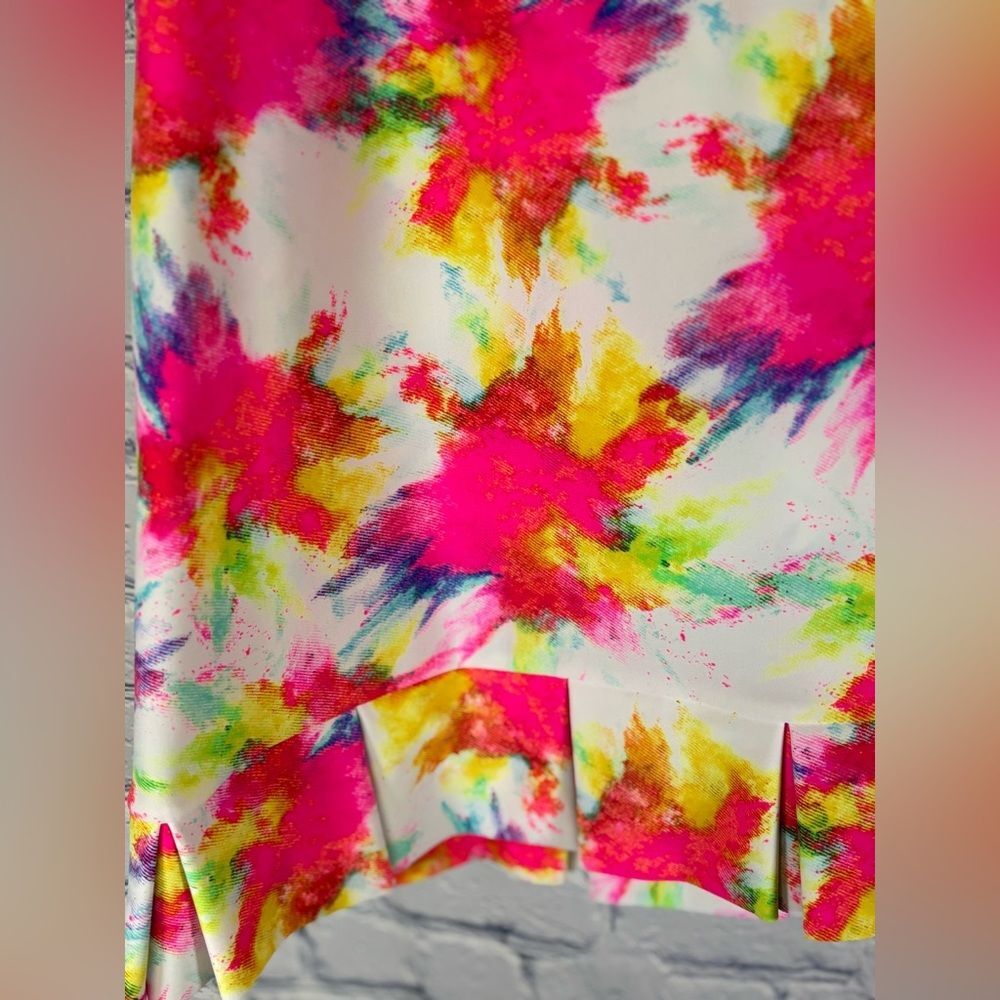 Tzu Tzu Samba Neon Splash Athletic Athleisure Preppy Pleated Sport Golf Skort M - Picture 4 of 11